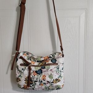 Bueno Floral Crossbody Bag with Brown Strap